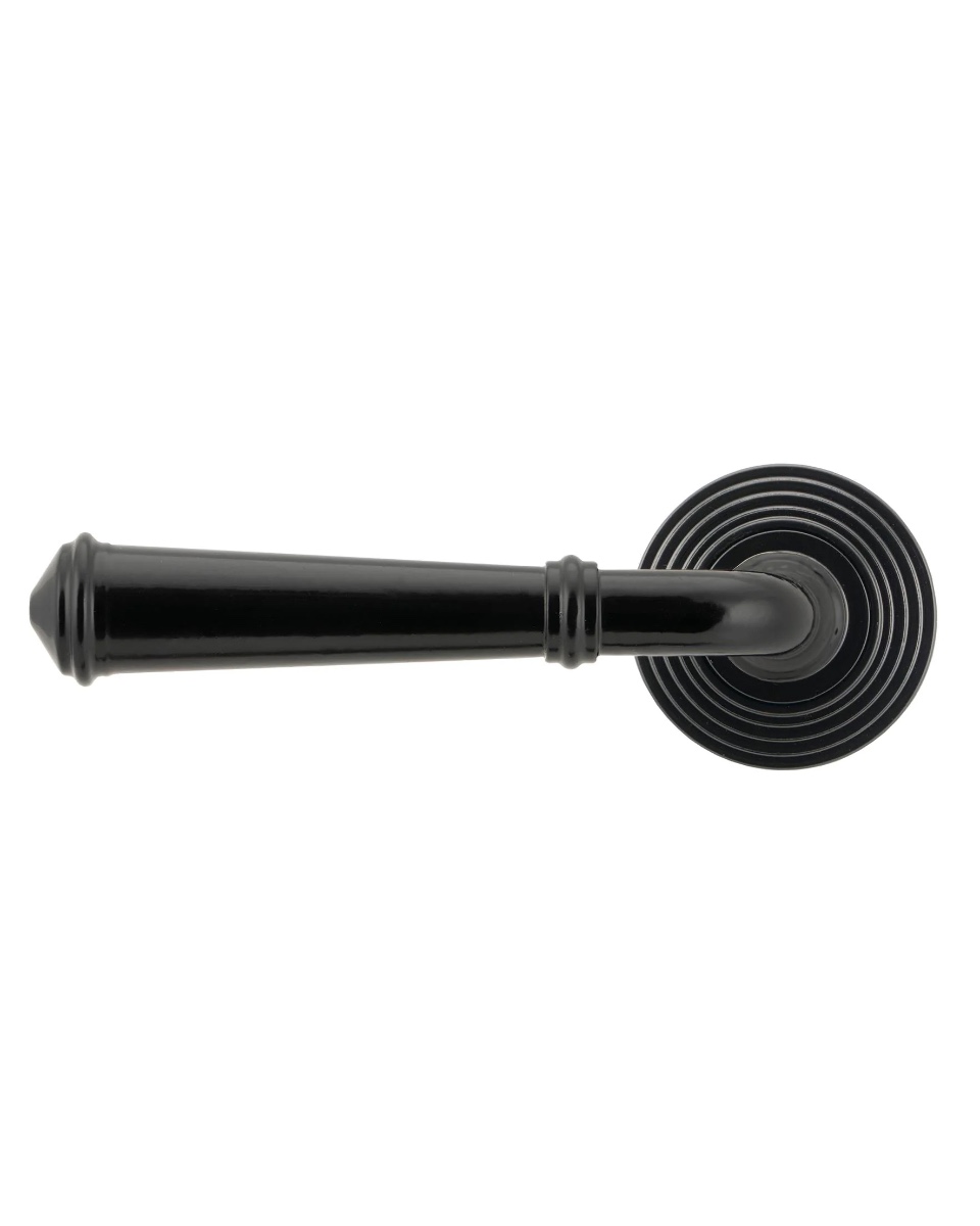 Traditional Midnight Black Door Handle on Beehive Rose
