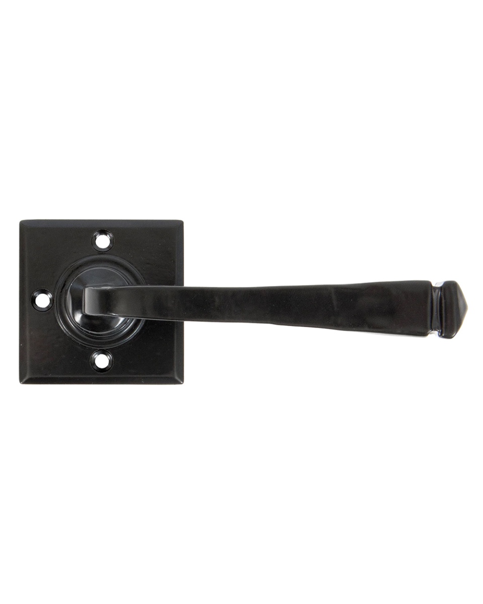 Traditional Sprung Black Iron Door Handle Set