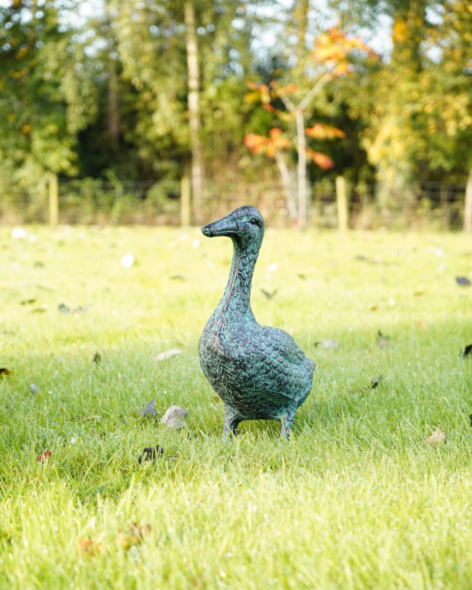 Aluminium Verdigris Standing Duck Garden Sculpture