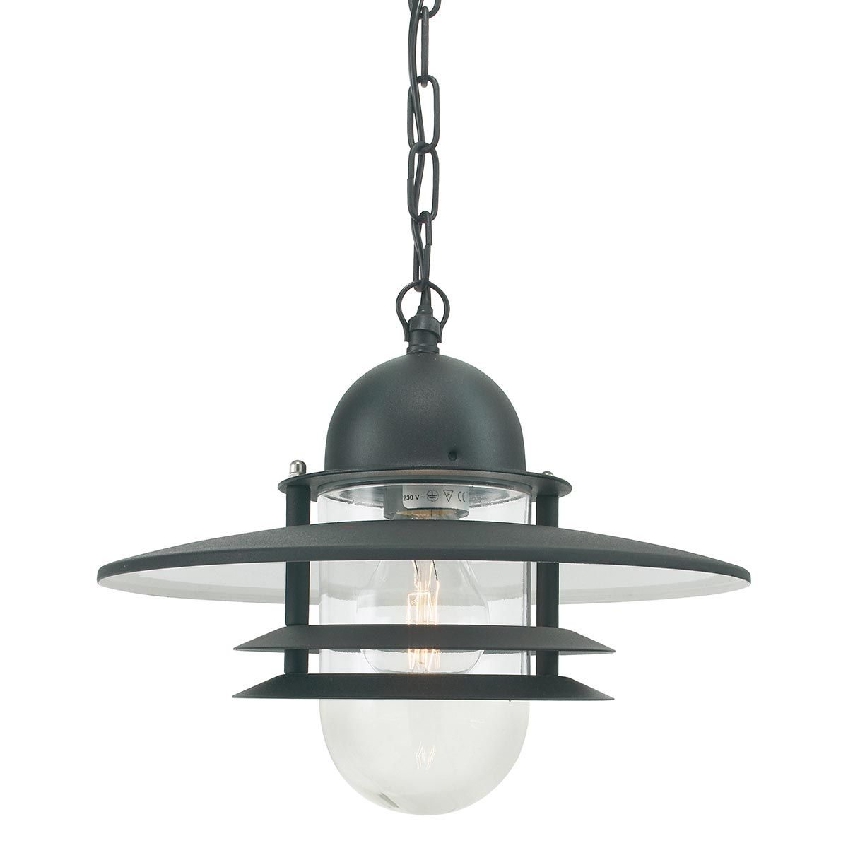 'Apollo Bay' Black Contemporary Nautical Hanging Porch Lantern
