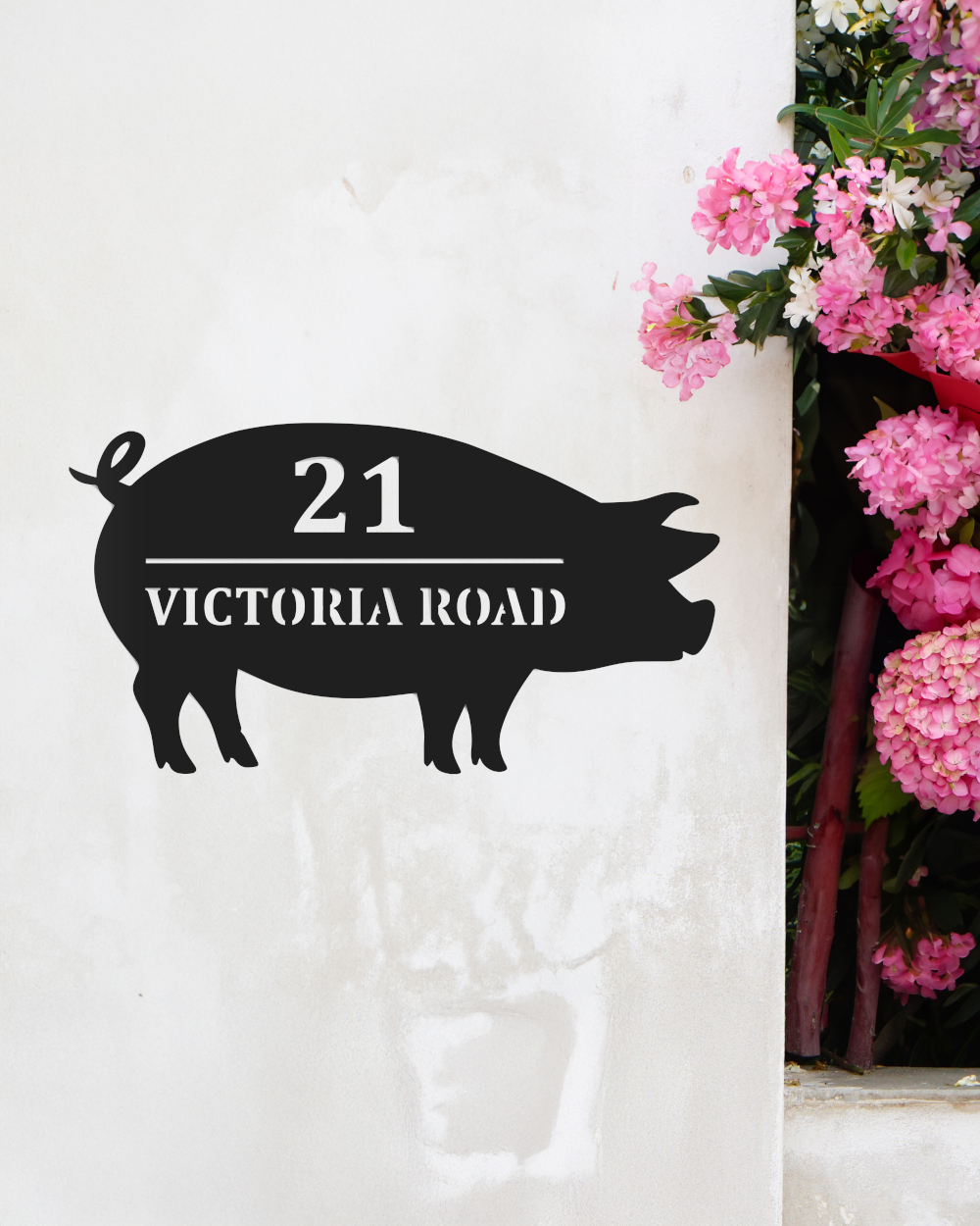 Black Steel Pig House Name & Number …