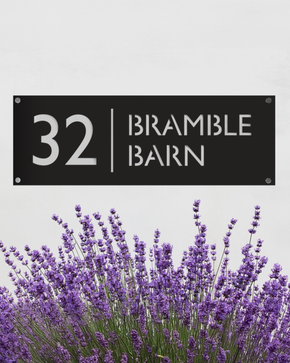 Black Rectangular House Name & Number Sign - 30cm-40cm