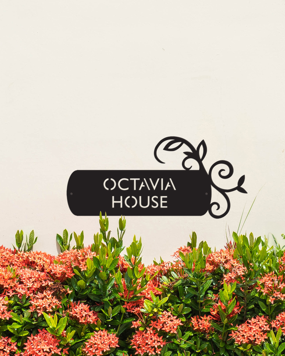 Black Steel 'Edera' House Name Sign With Cut Out Letters
