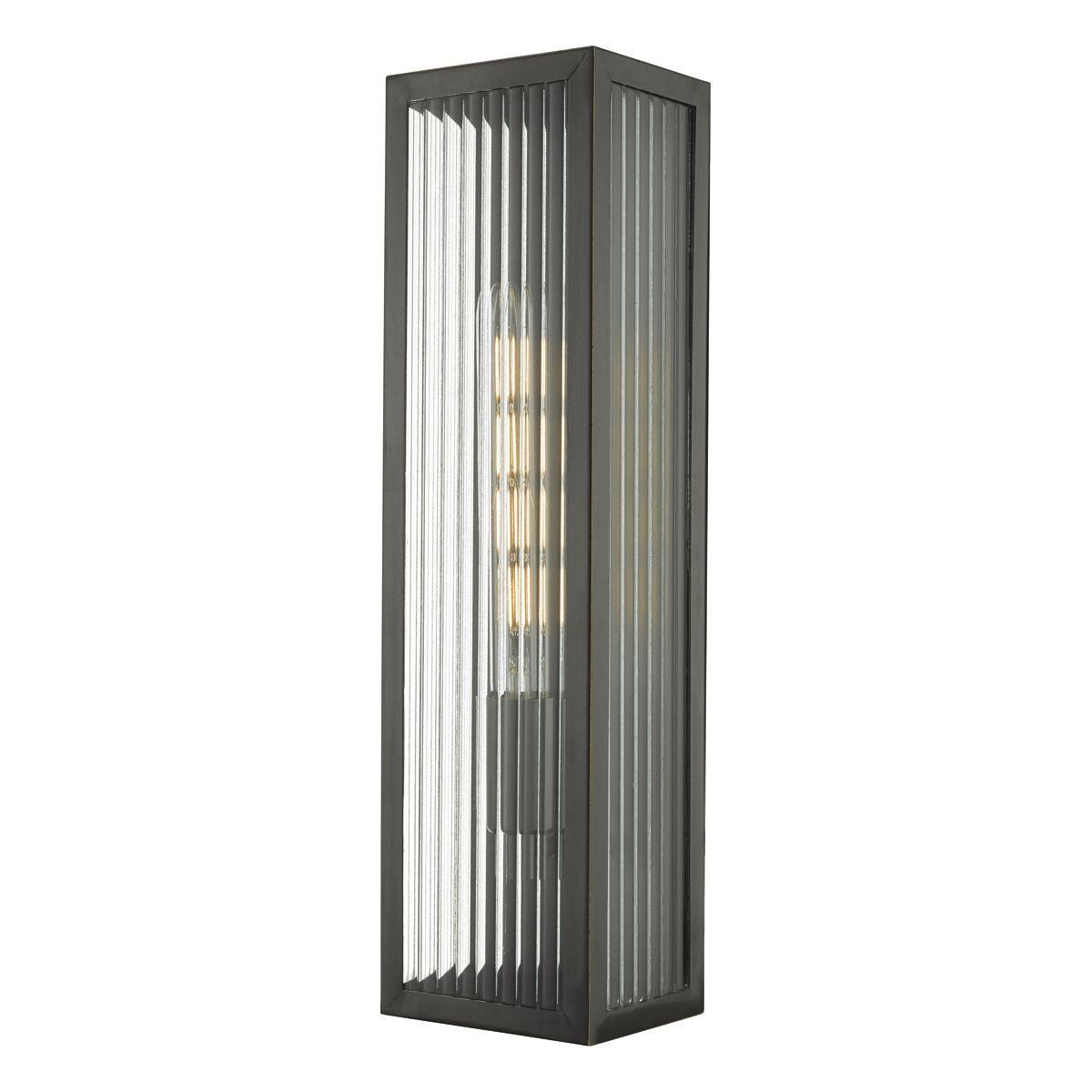 Bronze Ribbed Glass 'Ecton' Garden Wall Light
