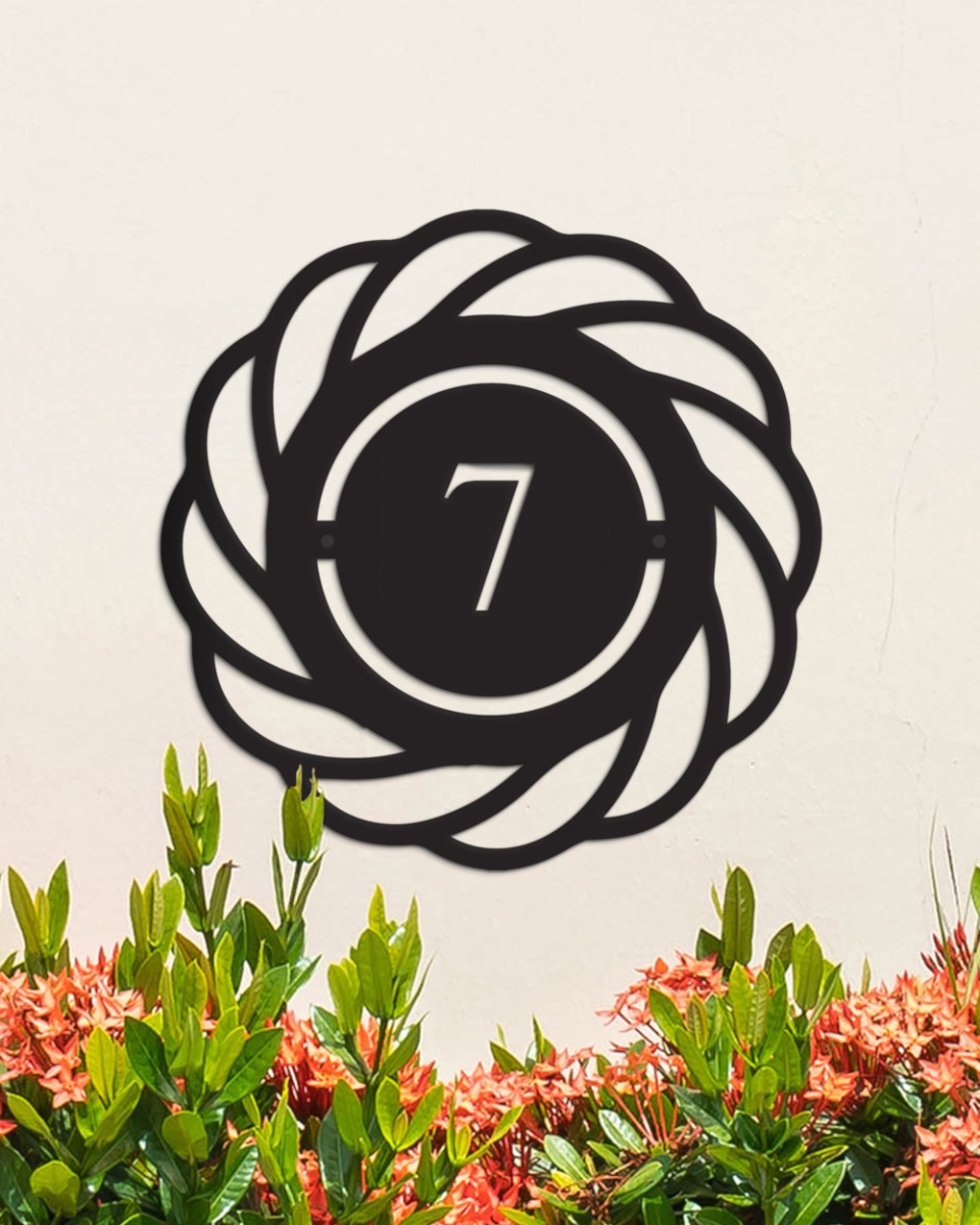Circular Black Rope Design House Number Sign - 20cm