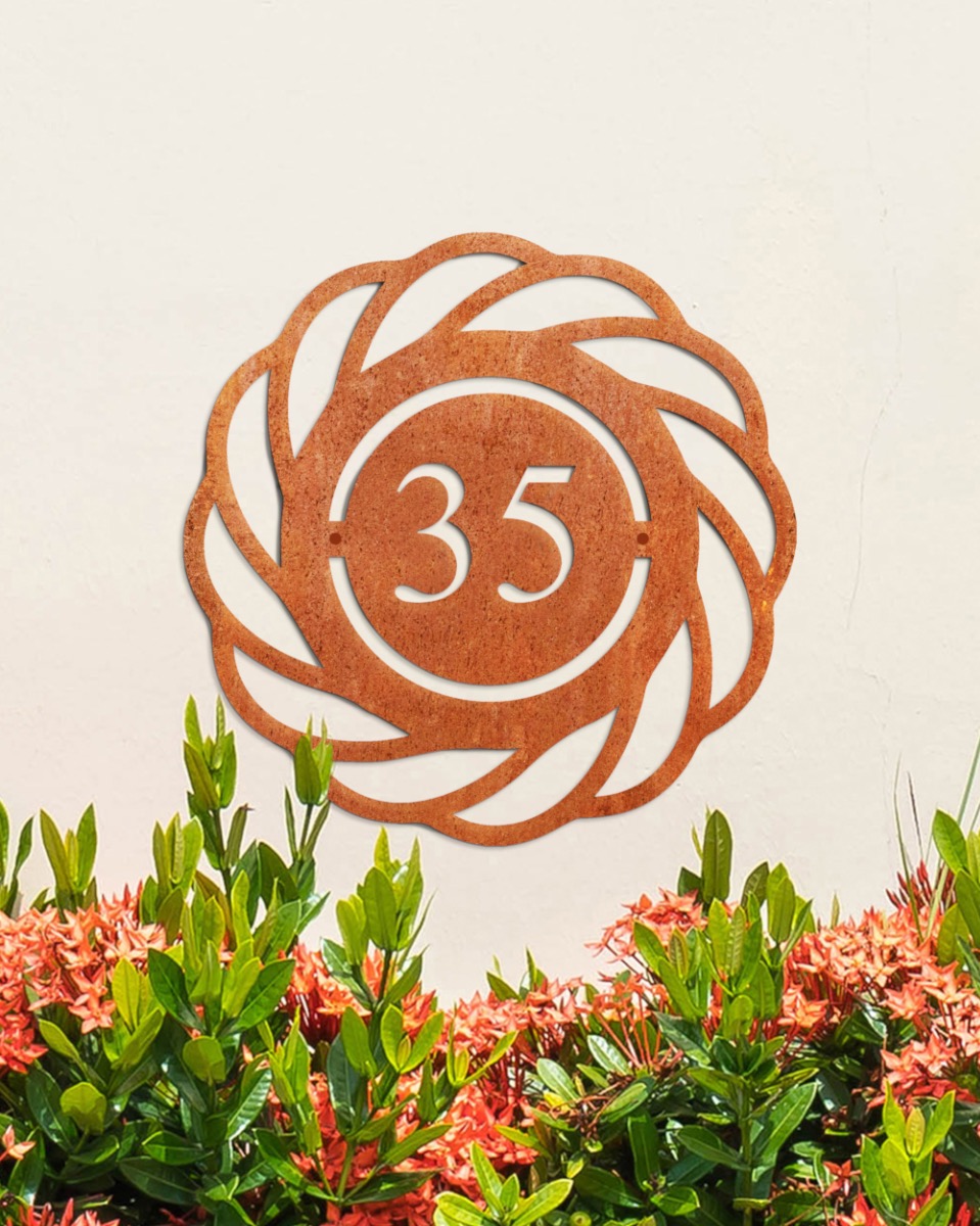 Circular Rustic Rope Design House Number Sign - 20cm