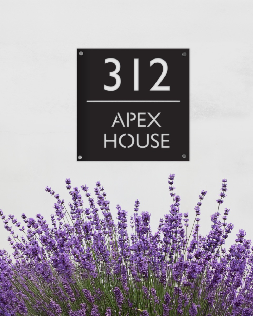Contemporary Black Square House Name & Number Sign - 40cm
