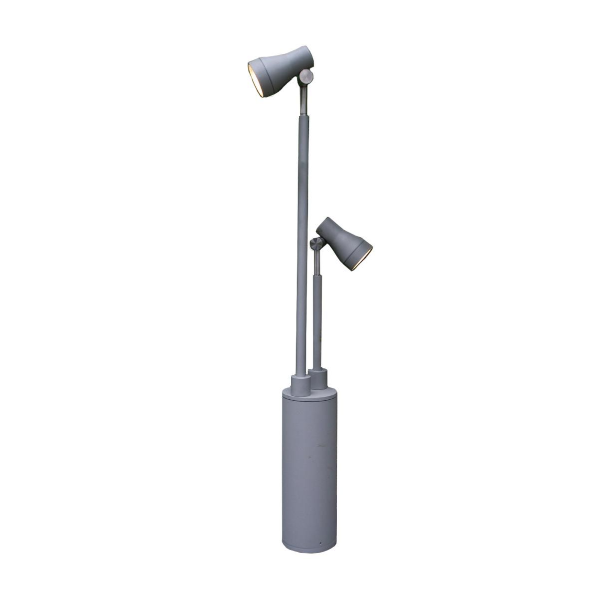 Contemporary Matte Silver 'Odell' Double Lantern Garden Spotlight