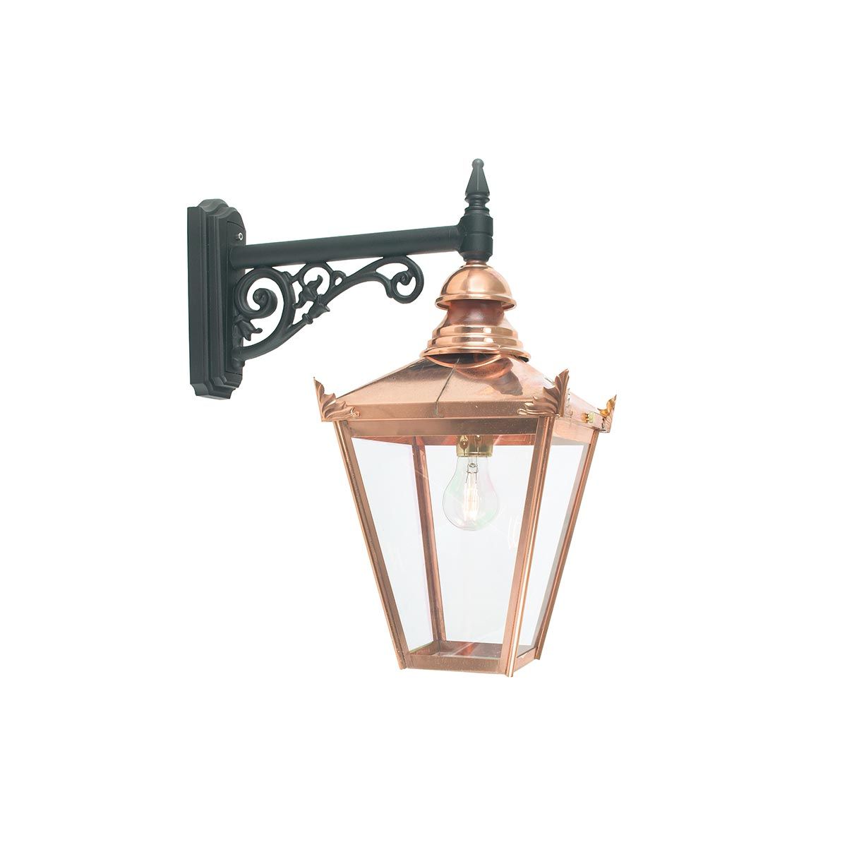 Copper 'Goldington' Top Fix Wall Lantern With Ornate Bracket