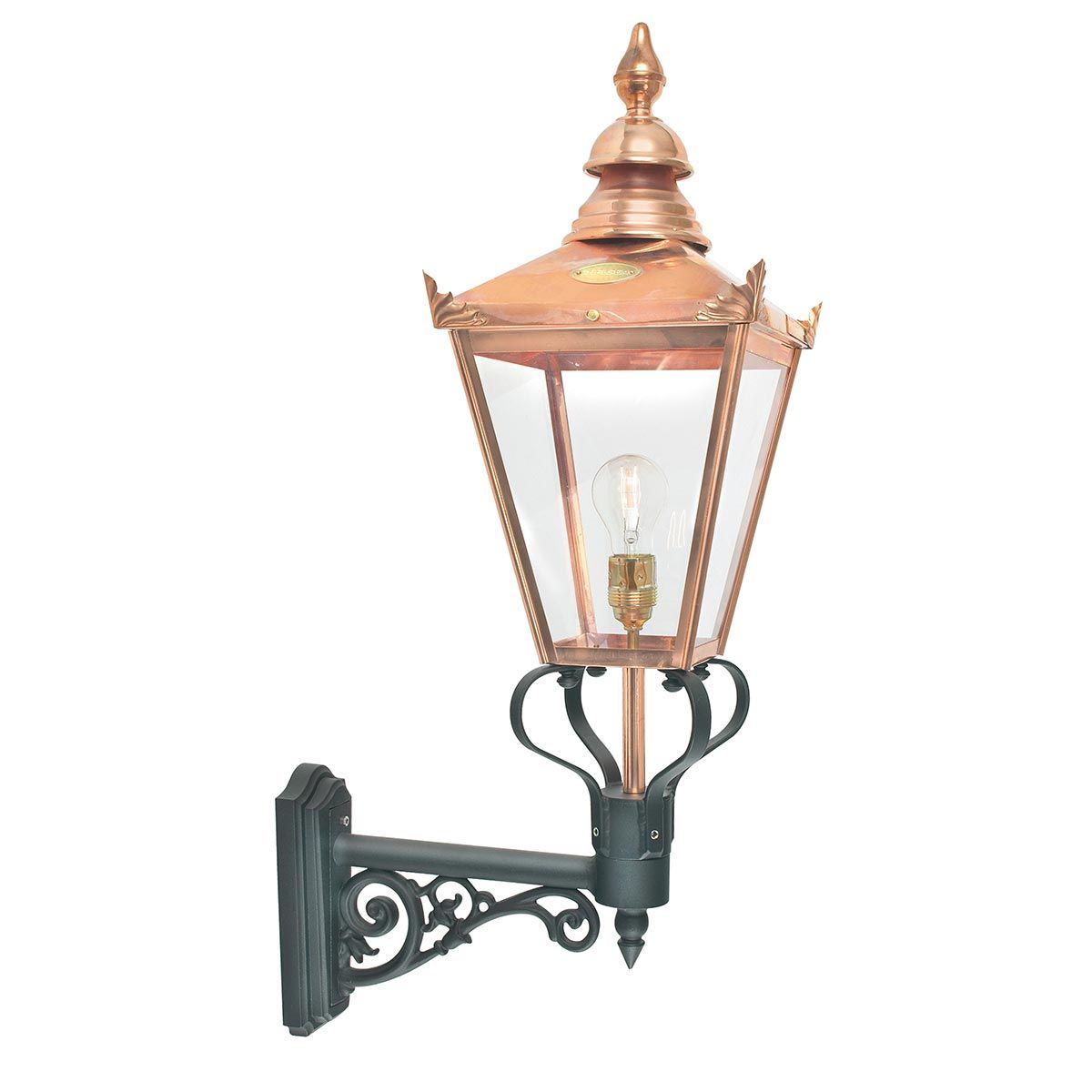 Copper 'Goldington' Victorian Wall Lantern With Ornate Bracket