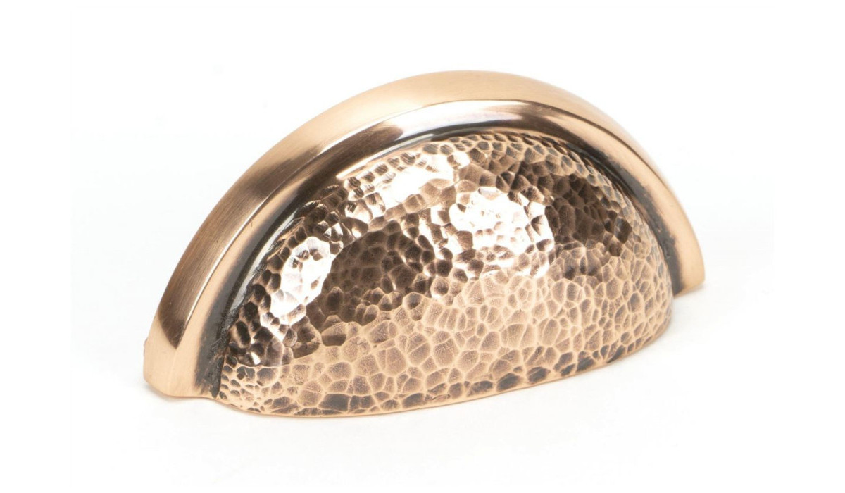 Curved Hammered Polished Copper Drawer Pull