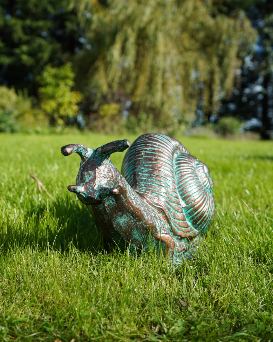 Large Aluminium Verdigris Giant Snail Garden Sculpture