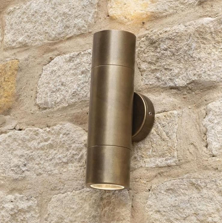 Modern Aged Brass Spotlight Cylinder Wall Light
