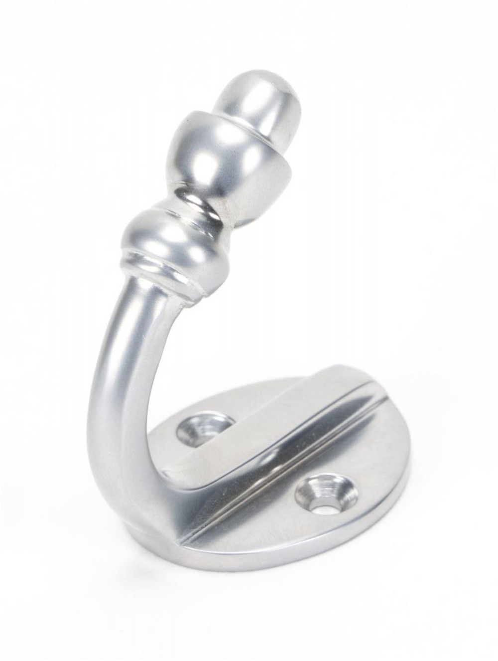 Ornate Satin Chrome Single Pronged Mushroom Coat Hook