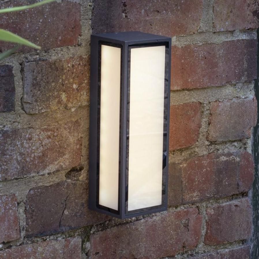'Pleydell' Outdoor Wall Light Frosted Glass - Matte Grey