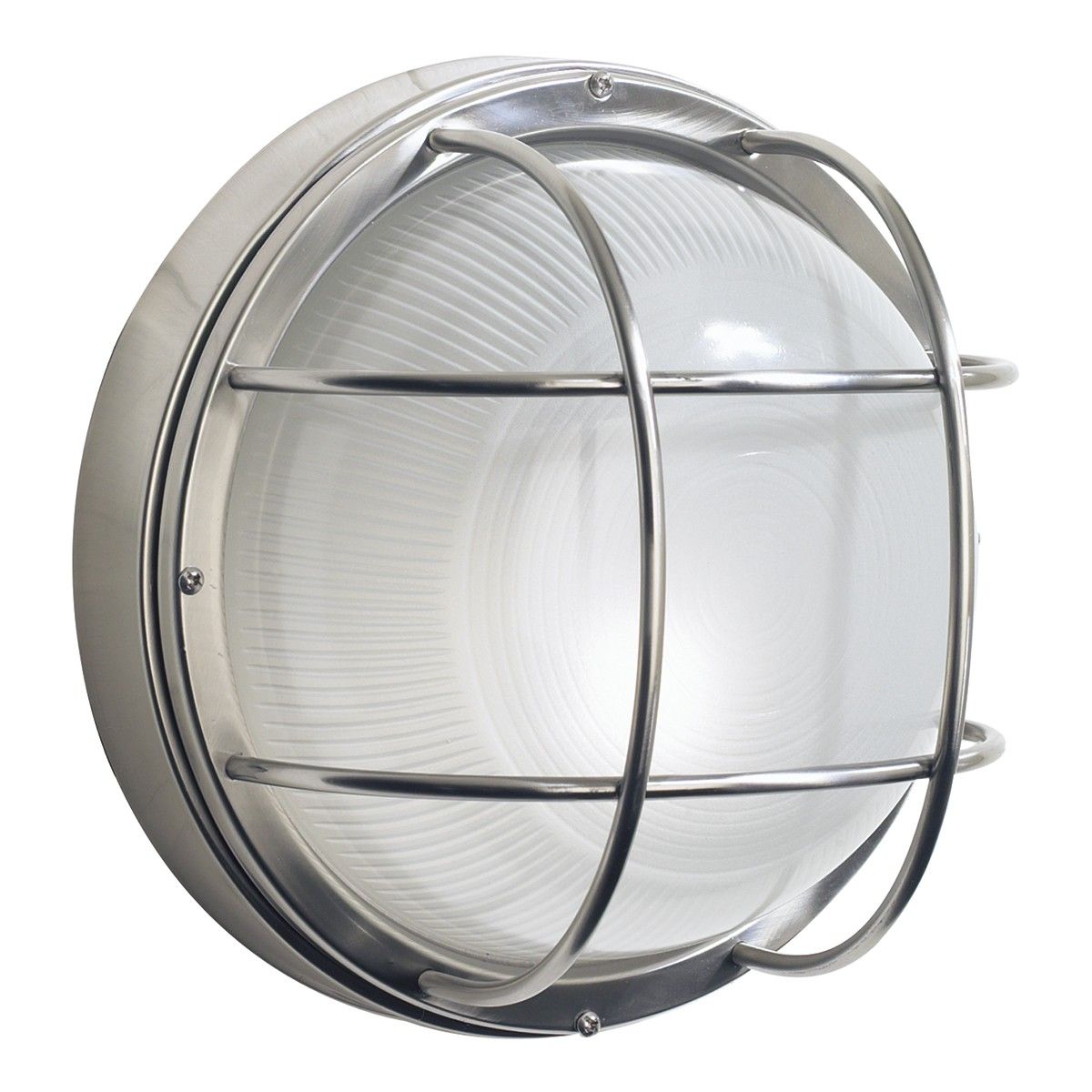 Round Stainless Steel Nautical Bulkhead Inspired Garden Wall Light