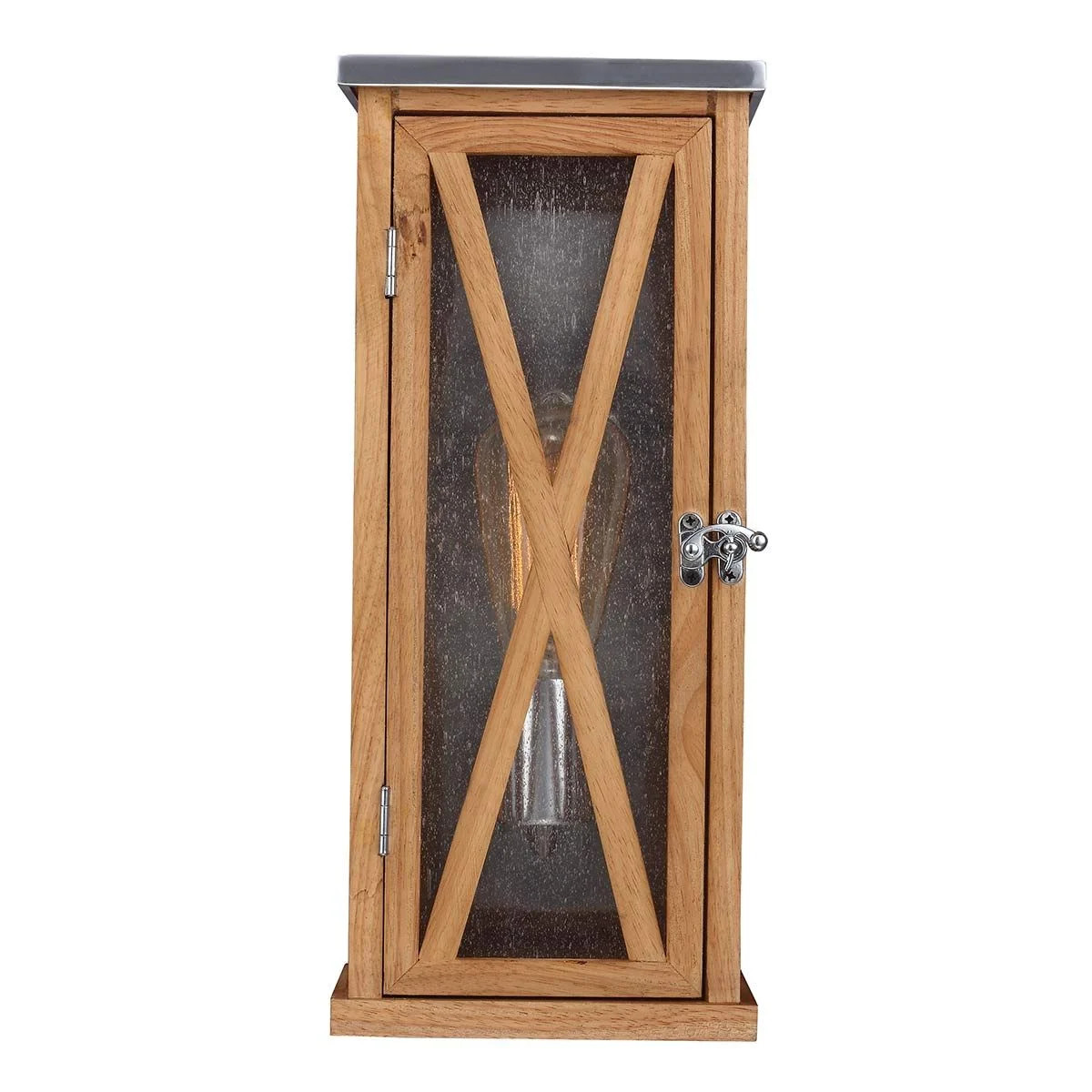 Slim 'Legna' Natural Wood Hand-Crafted Outdoor Wall Lantern