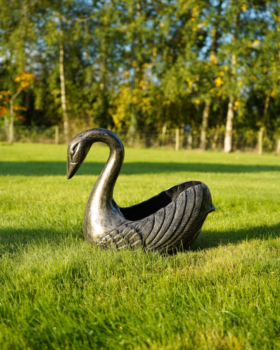Small Black & Gold Ornate Swan Garde…