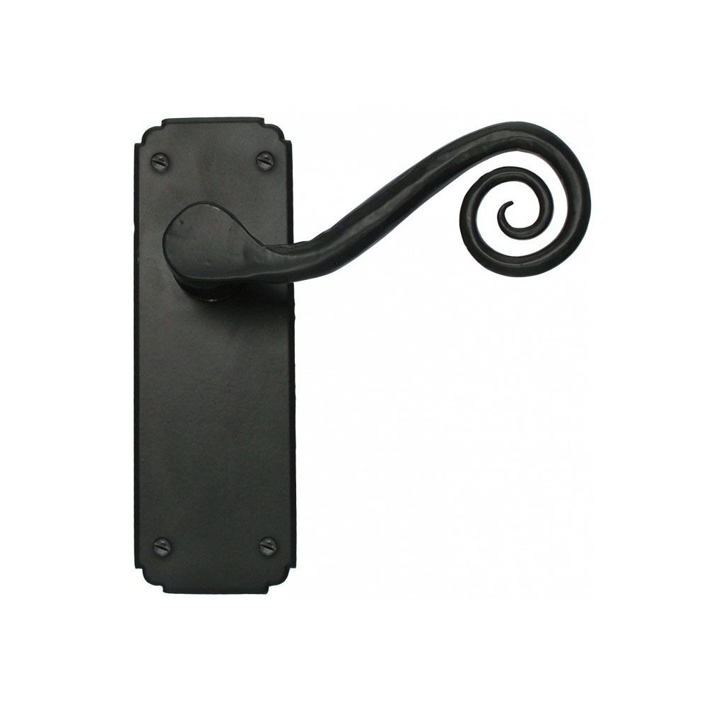 Traditional Black Monkey Tail Door Handle Set