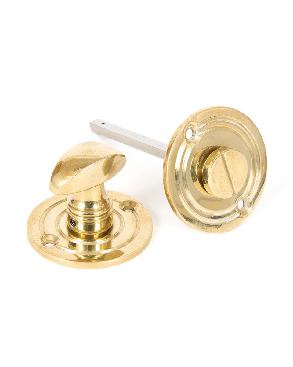 Traditional Polished Brass Round Bathroom Thumb Lock