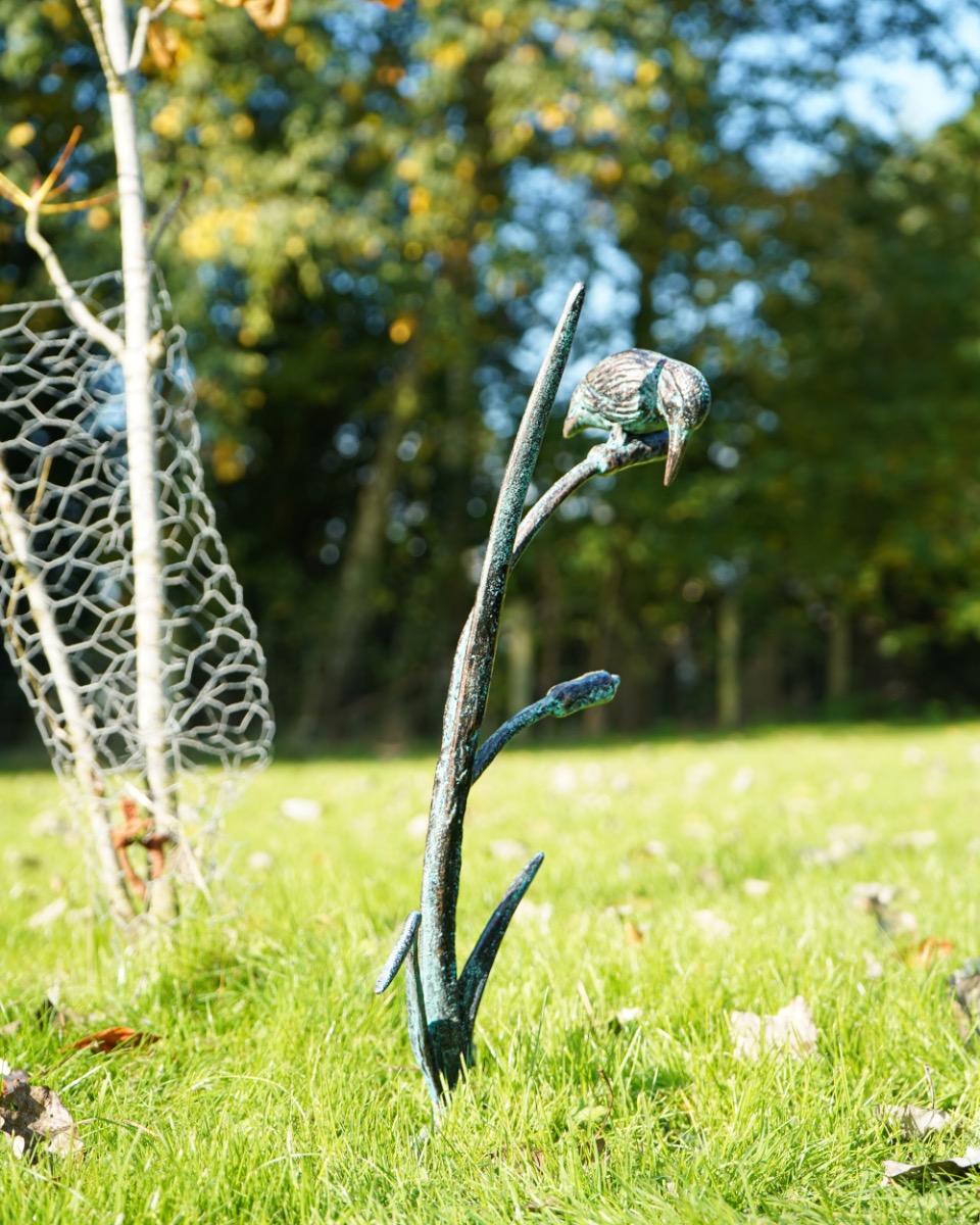Verdigris Cast Aluminium 'Javan' The Kingfisher Garden Sculpture