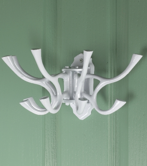 White Iron Five Hook Swivel Rack