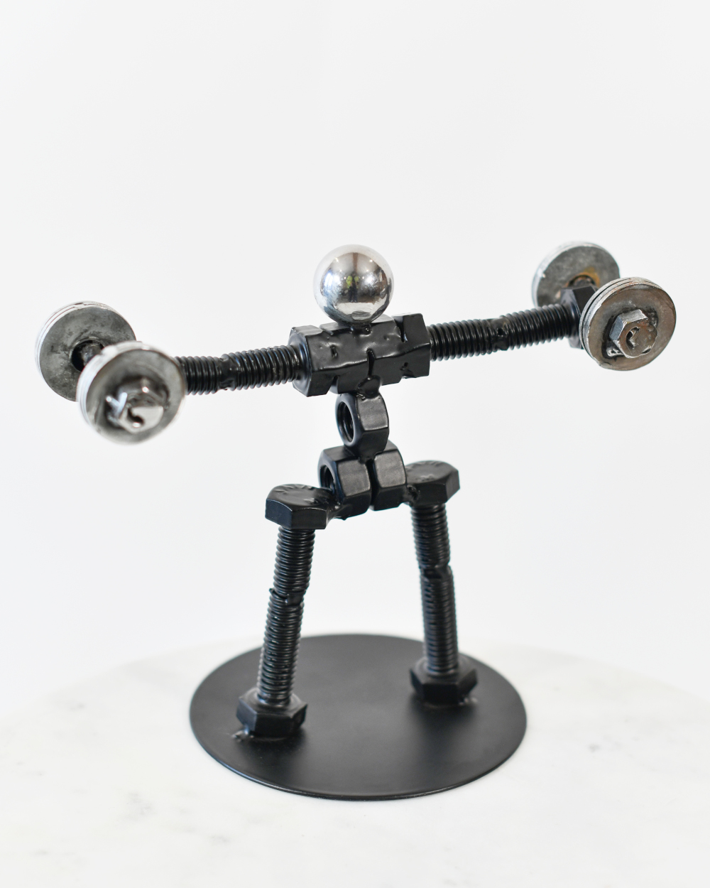 Weight Lifter Scrap Metal Art Sculpture -28cm