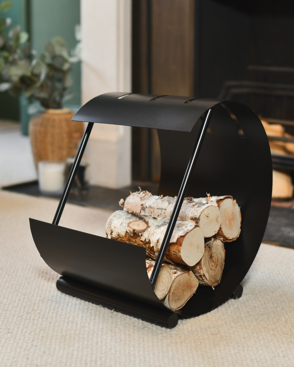 Black Art Deco 'Hampton' Log Holder