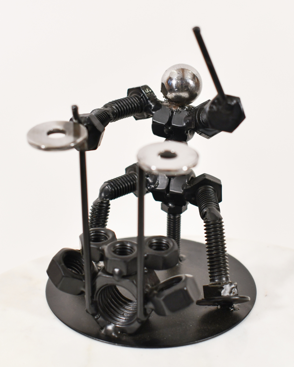 'Bolt' The Drummer Scrap Metal Art Sculpture - 19cm