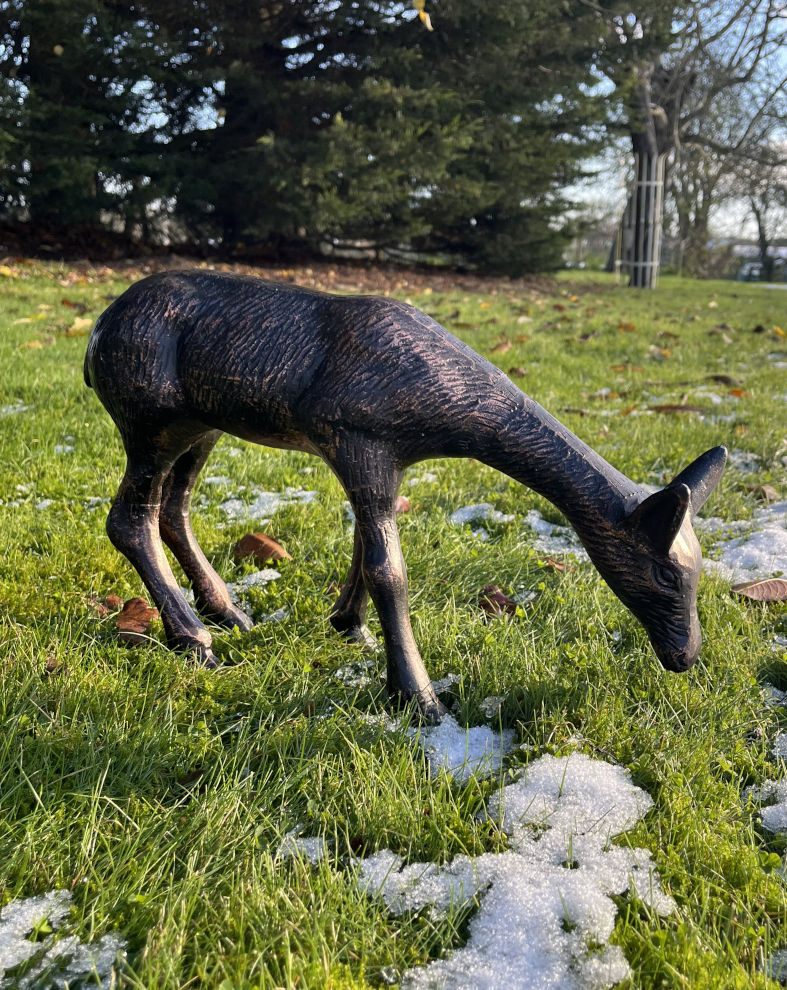 Cast Aluminium Bronze & Copper Miniature Grazing Doe - 26cm