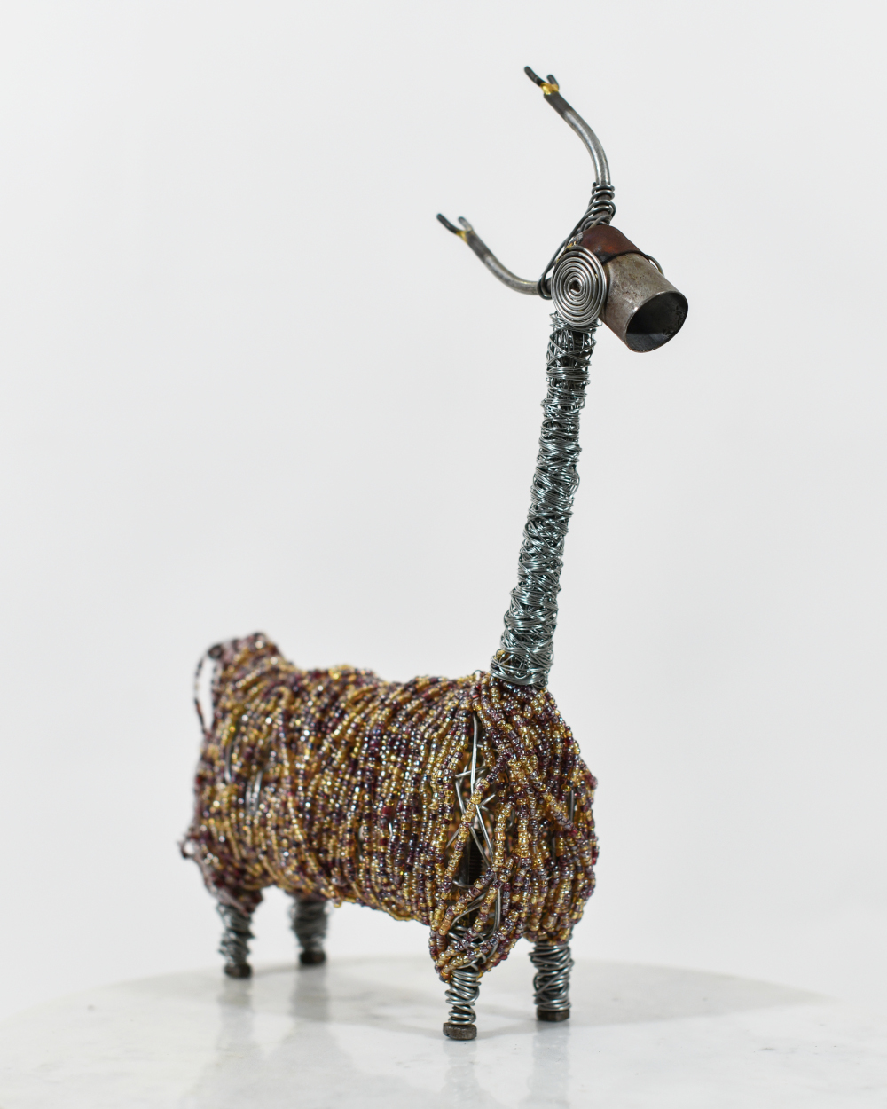 'Bruno' The Colourful Alpaca Scrap Metal Art Sculpture - 33cm