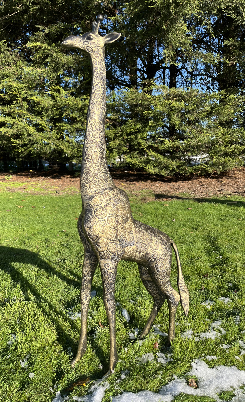 Cast Aluminium Black And Gold Giraffe Sculpture - 114cm