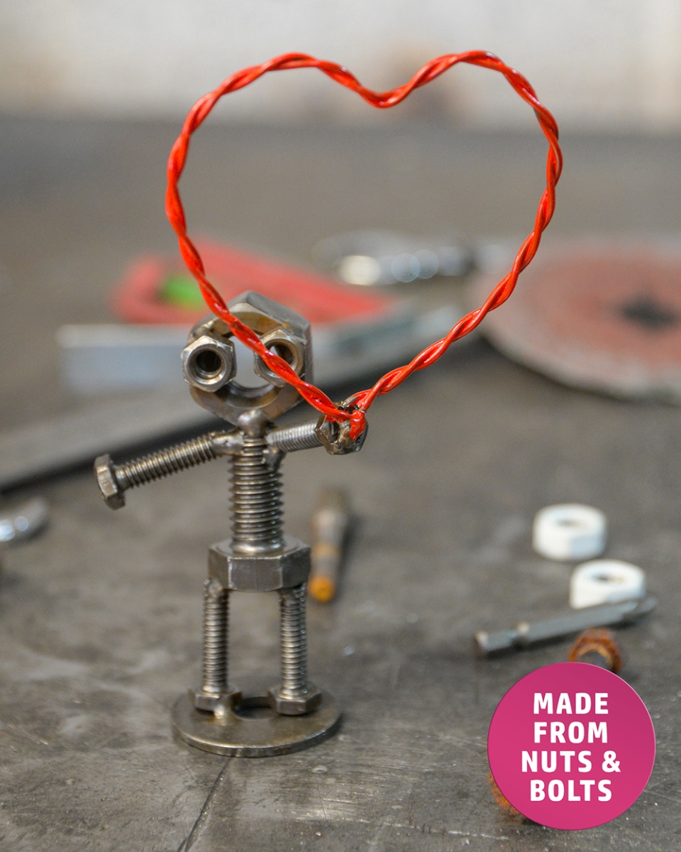 Heart In Hand Scrap Metal Art Sculpture - 15cm