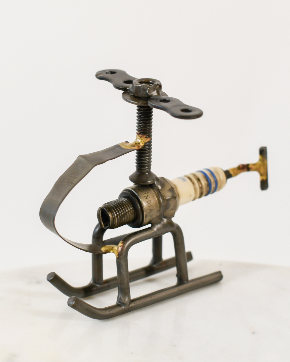 Helicopter Scrap Metal Art Sculpture - 8cm