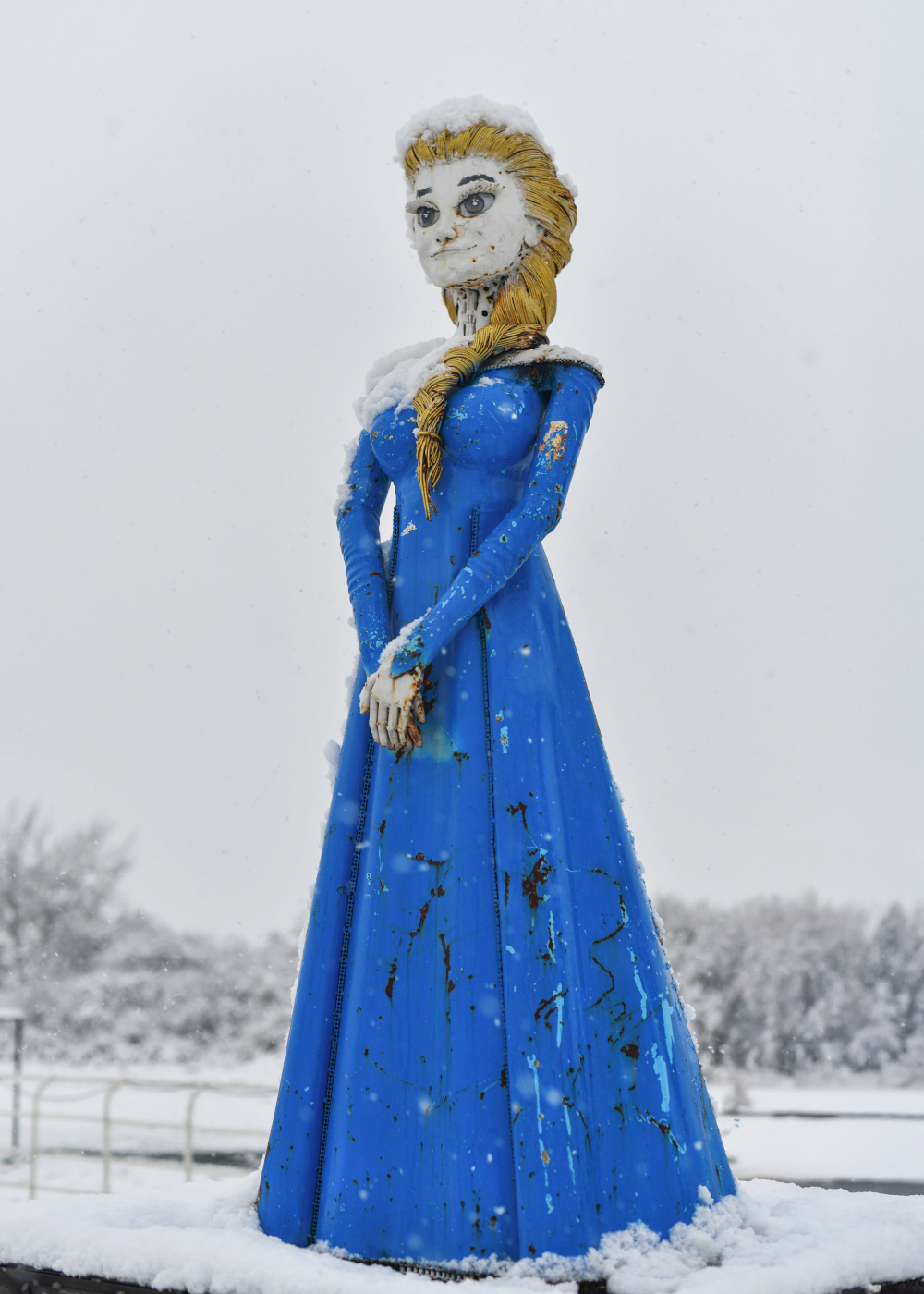 Recycled Metal Parts Snow Queen Sculpture