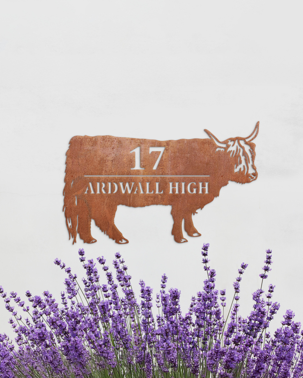 Rustic Highland Cow House Name & Num…