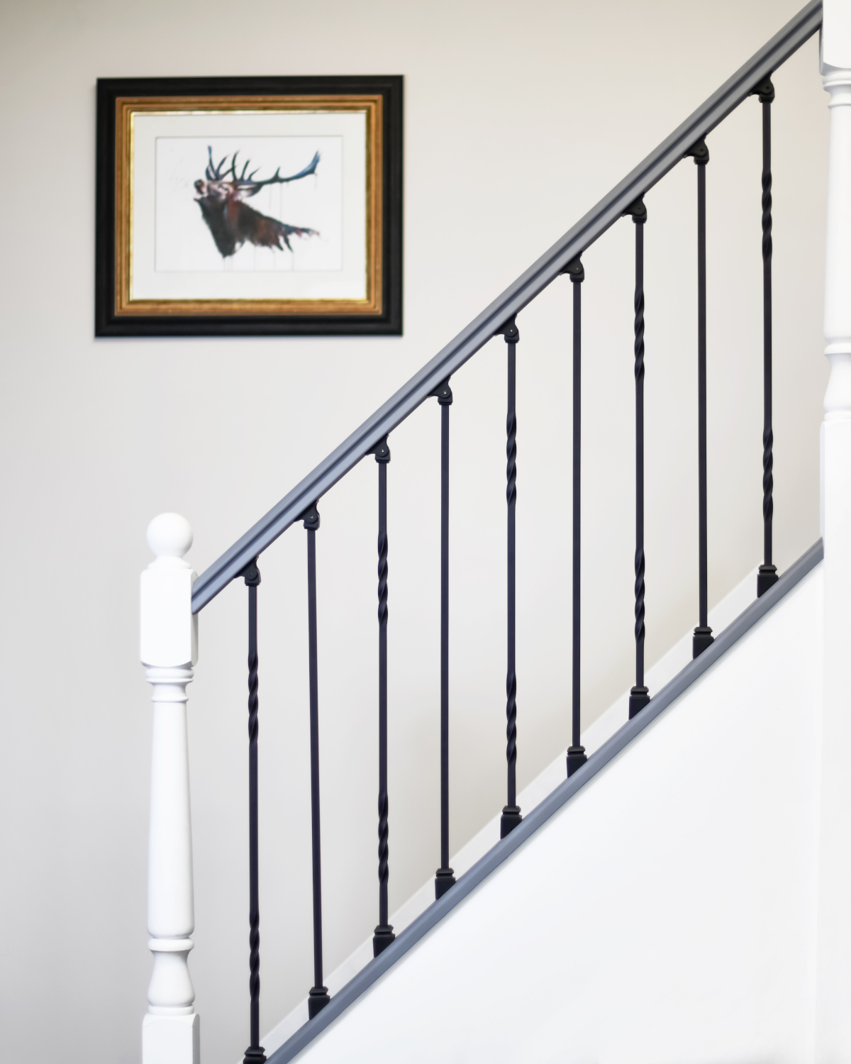 Set Of 2 'Needham & Trinity' Stair Spindles In Matte Black - Brackets Inclu…