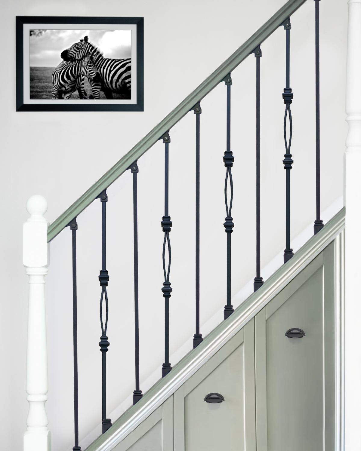 Set of 2 Steel 'Needham & Whitley' Stair Spindles In Matte Black