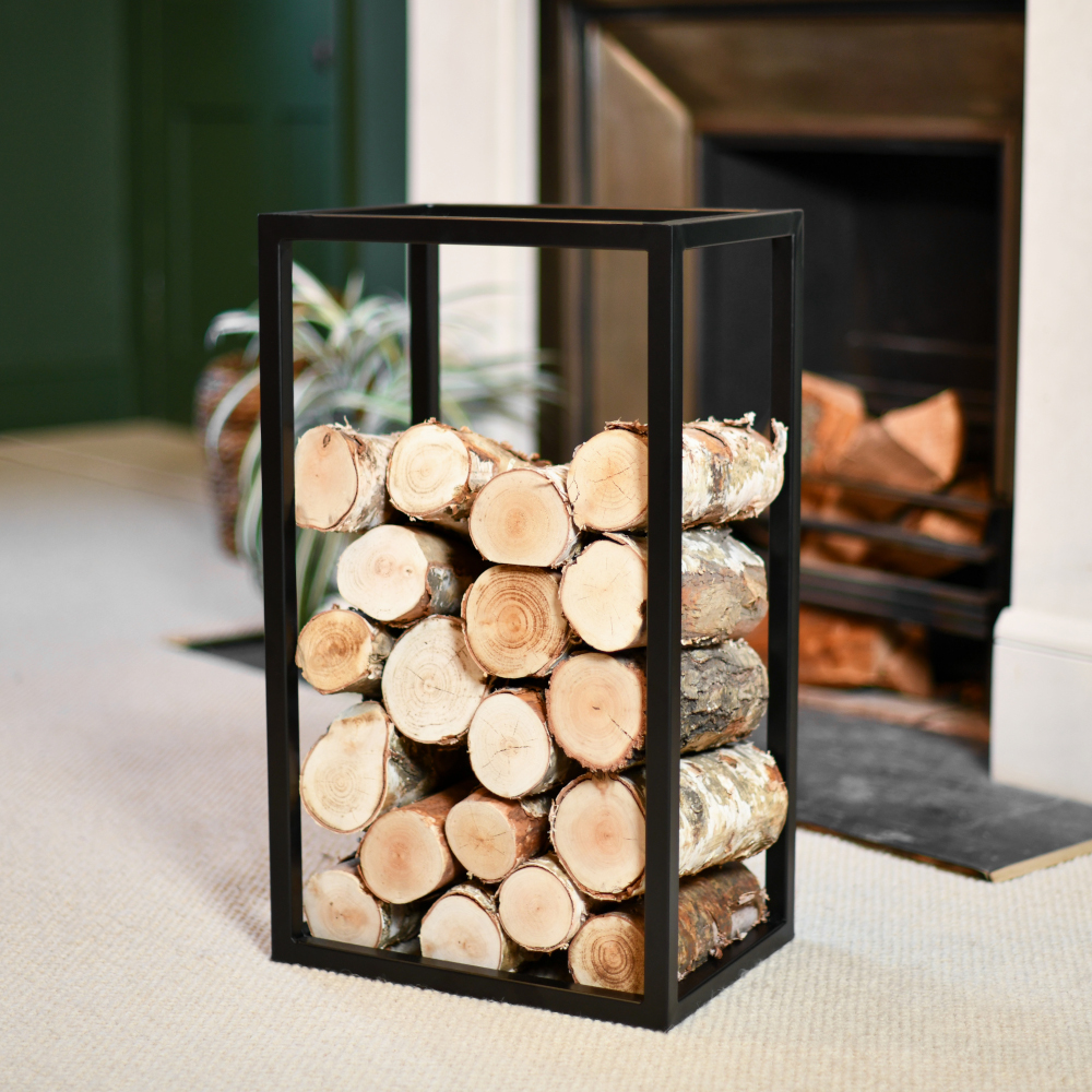 Simplistic Black 'Hadfield' Small Open Sides Log Holder