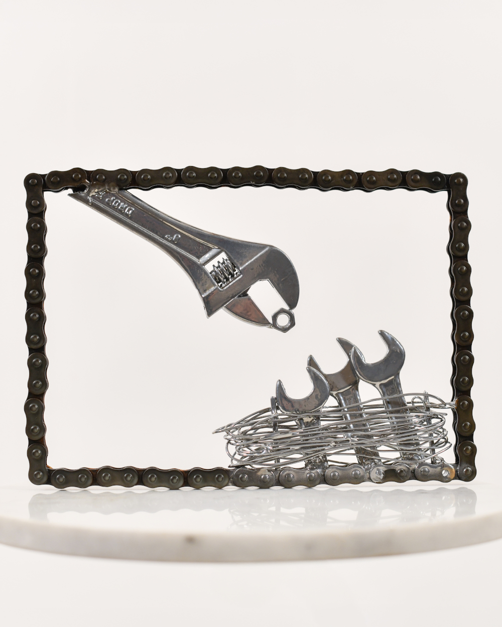The 'Steel Sanctuary' Scrap Metal Art Sculpture - 27cm