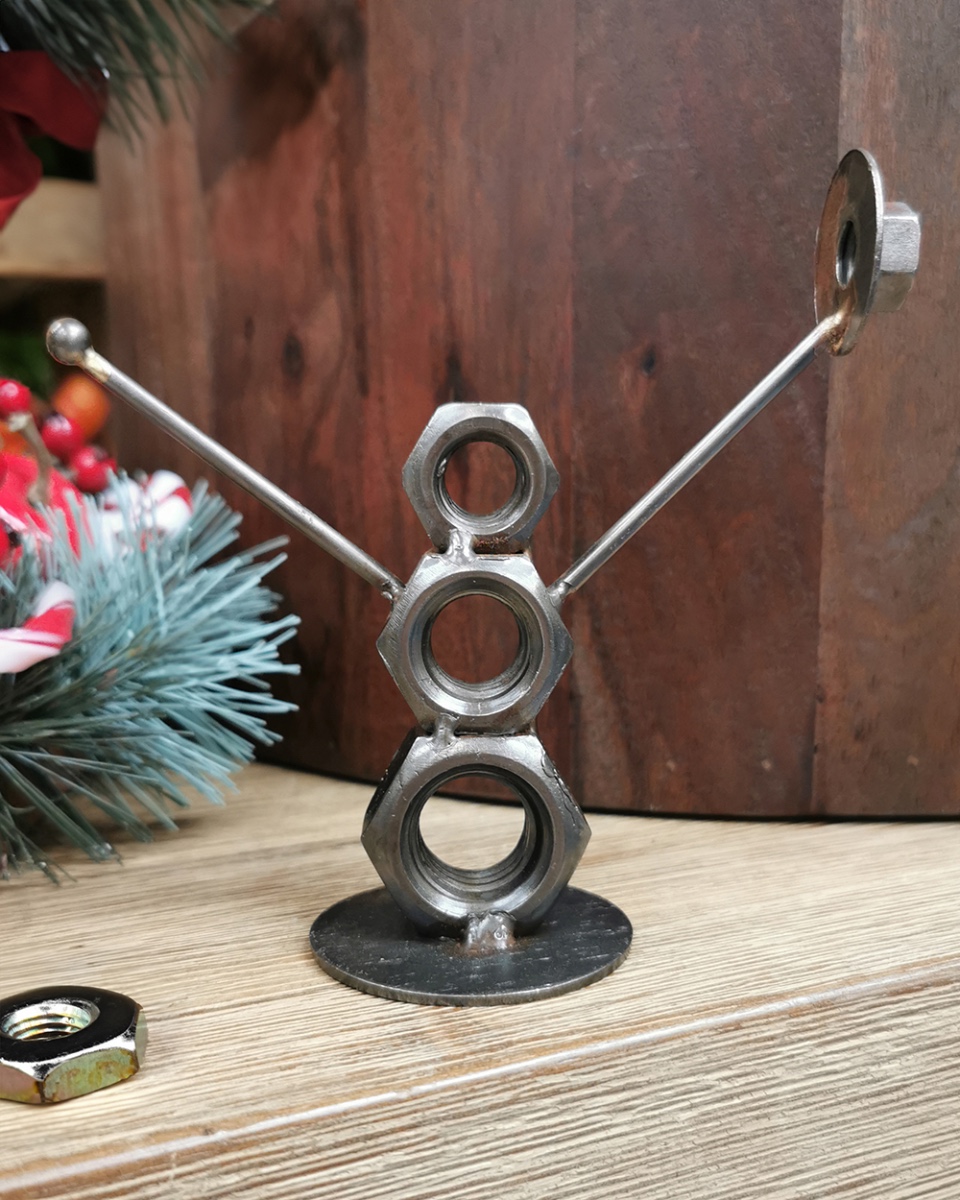 'Sunny' The Snowman Scrap Metal Art Sculpture - 10cm