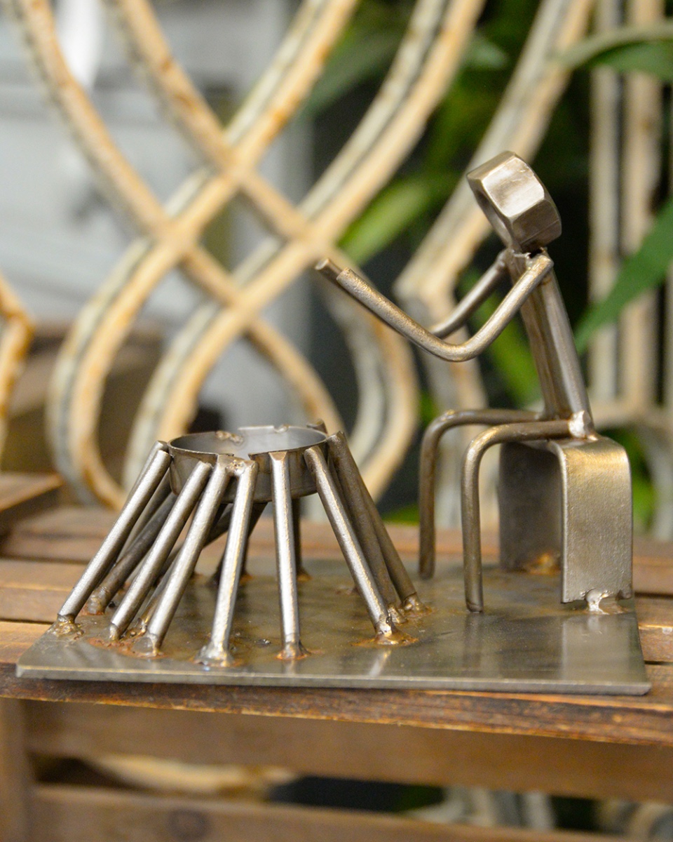 The Cozy Campfire Scrap Metal Art Sculpture - 17cm