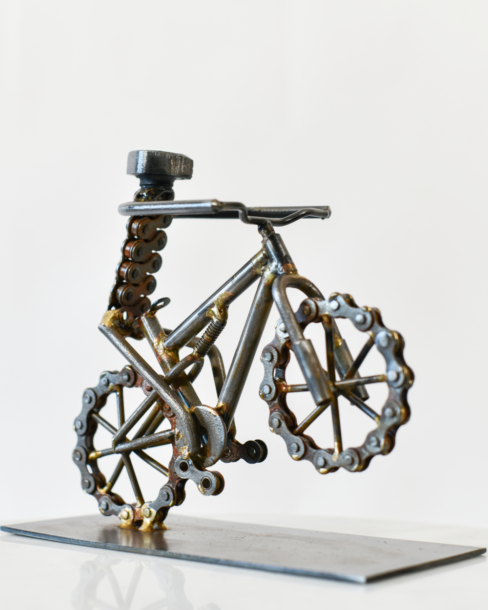 The Mountain Bike Wheelie Scrap Metal Art Sculpture - 17cm
