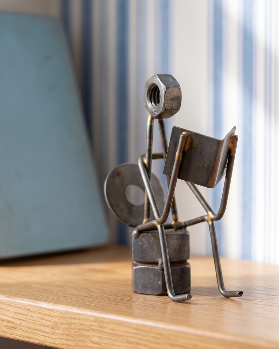'The Toilet Tales' Handmade Metal Art Sculpture - 12cm