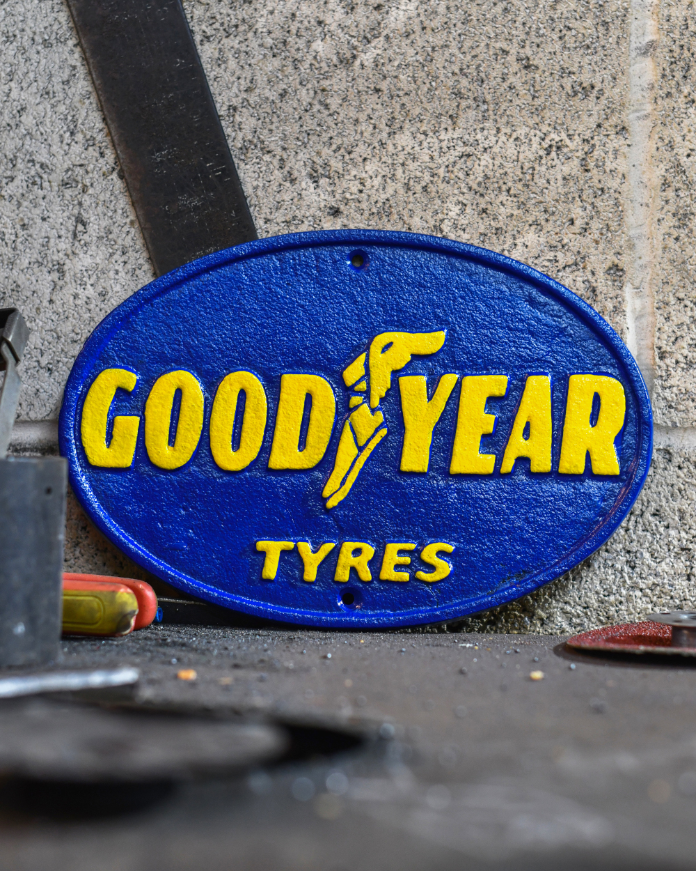 'Goodyear Tyres' Cast Iron Automobilia Sign - 28cm