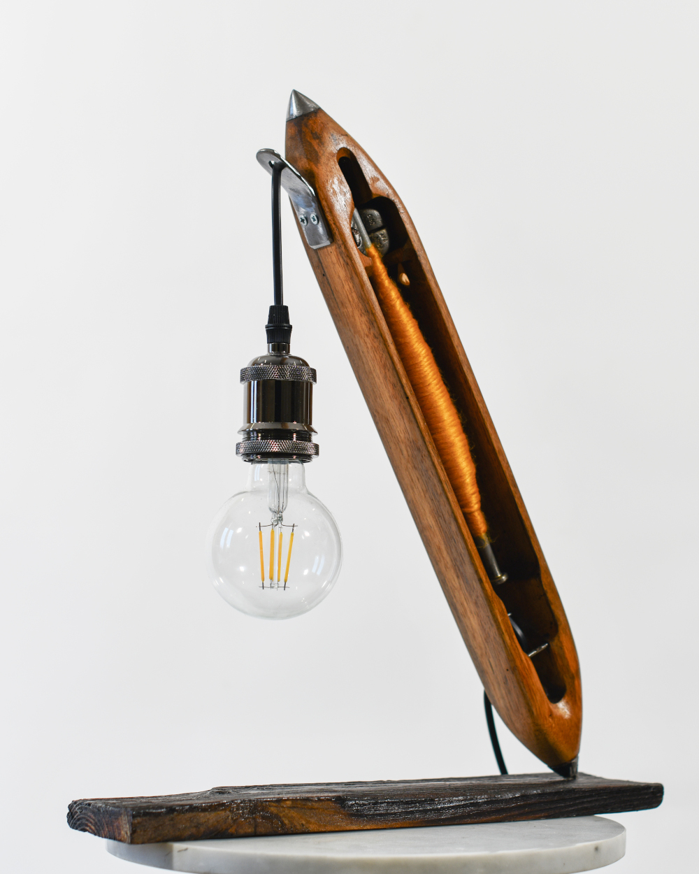 Bespoke 'Arancia' Loom Bobbin Table Lamp - 47cm