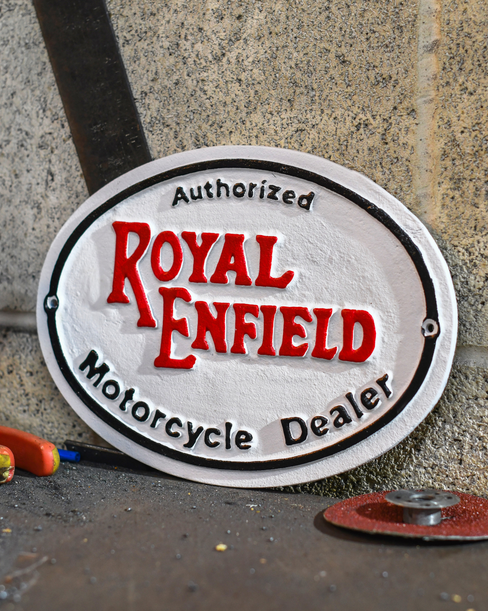 Royal Enfield Motorcycles Cast Iron Automobilia Reproduction Sign Side On