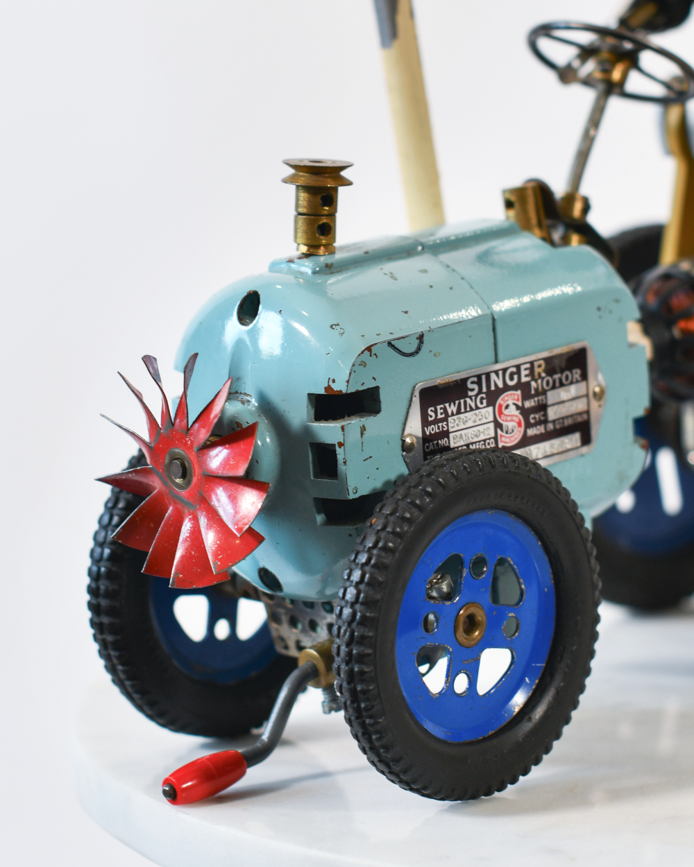 Front Of The Steampunk Vintage Tractor Bespoke Metal Art Sculpture