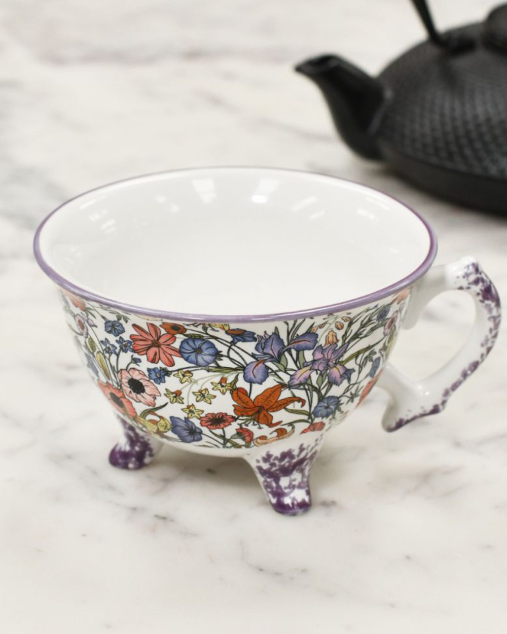 'The Aurelia' Purple Floral Ceramic Tea Cup (Clearance)