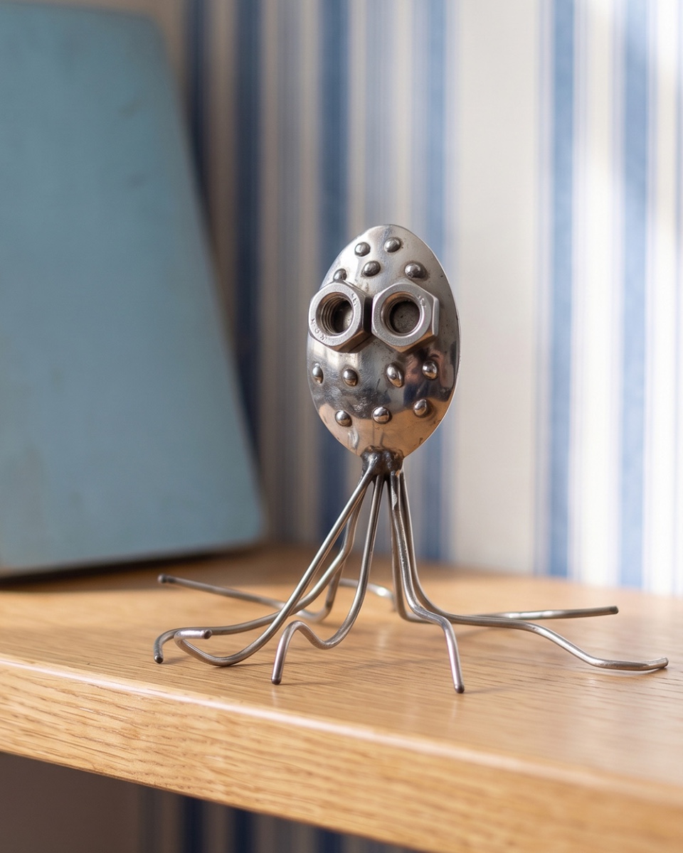 'Bubbles' The Octopus Handmade Metal Art Sculpture - 10cm